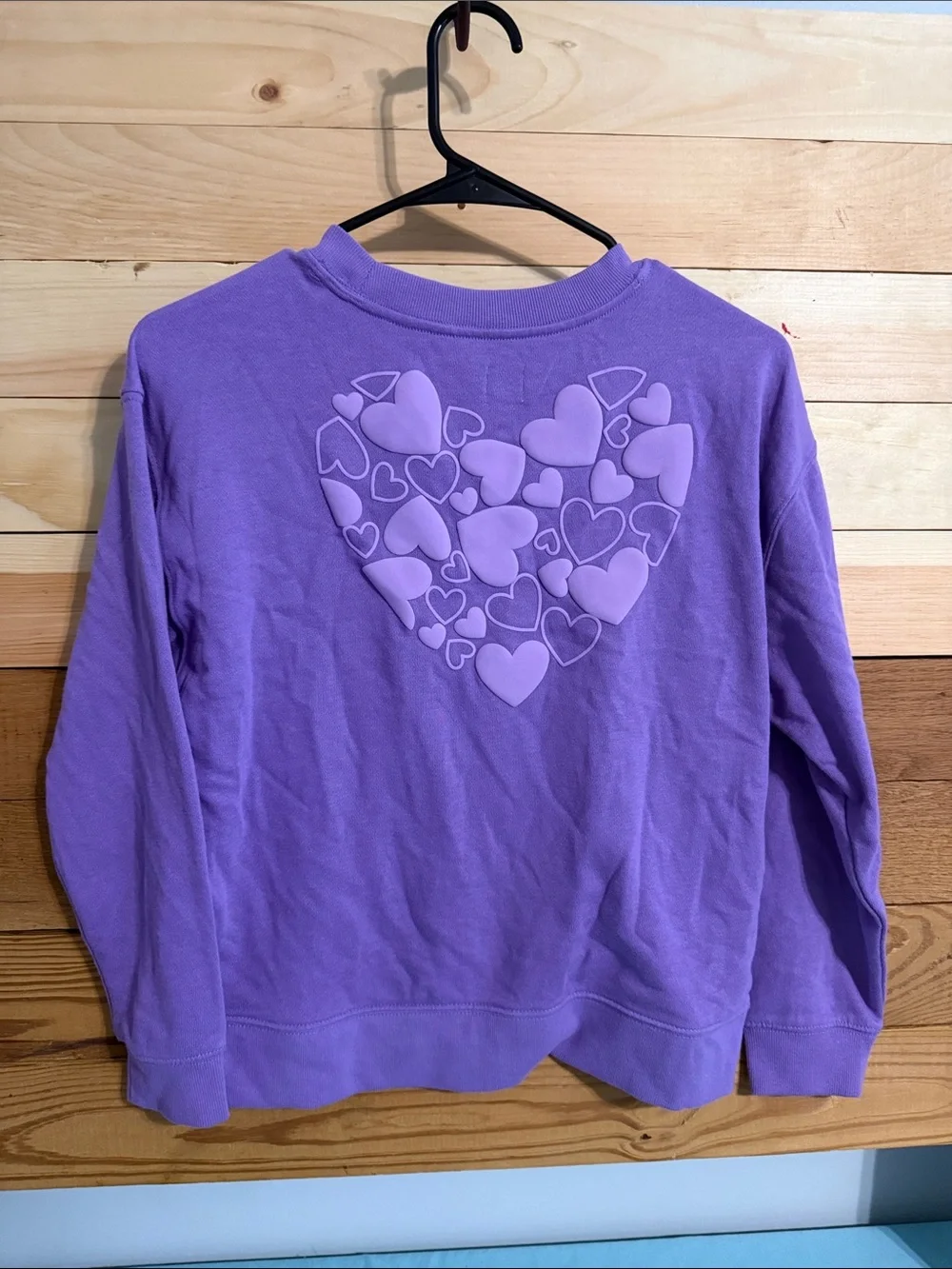 wonder nation Lavender Crewneck Sweatshirt with Heart Graphics